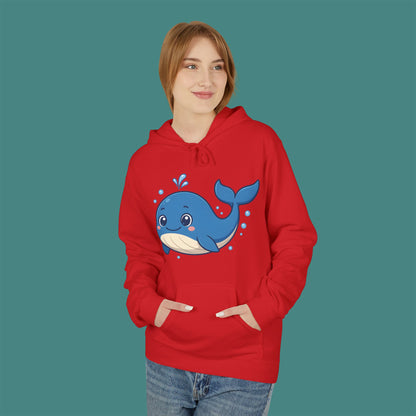 Cartoon Cute Whale Fleece Unisex Hoodie