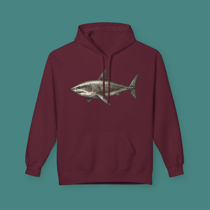 Vintage Etching Shark Fleece Unisex Hoodie