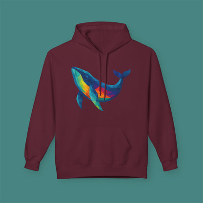 Geometric Polygon Whale Fleece Unisex Hoodie