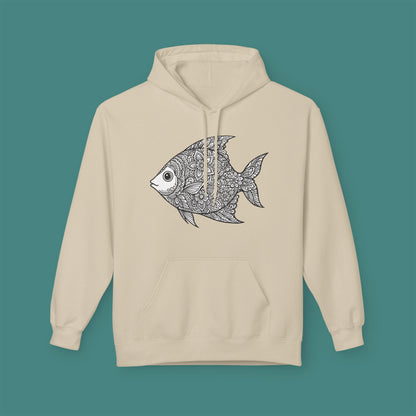Intricate Mandala Fish Fleece Unisex Hoodie