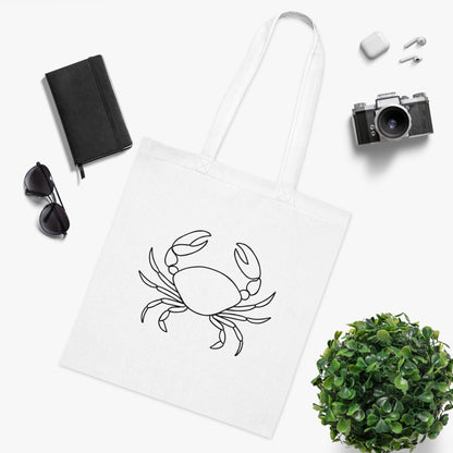 Minimalist Line Art Crab Tote Bag