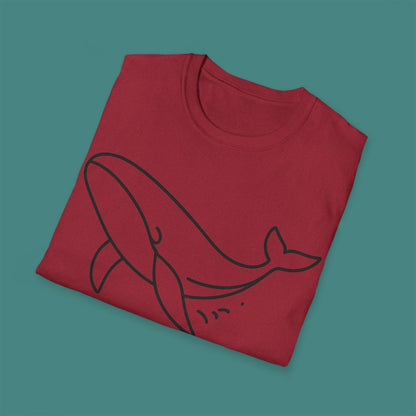 Minimalist Line Art Whale Unisex T-Shirt