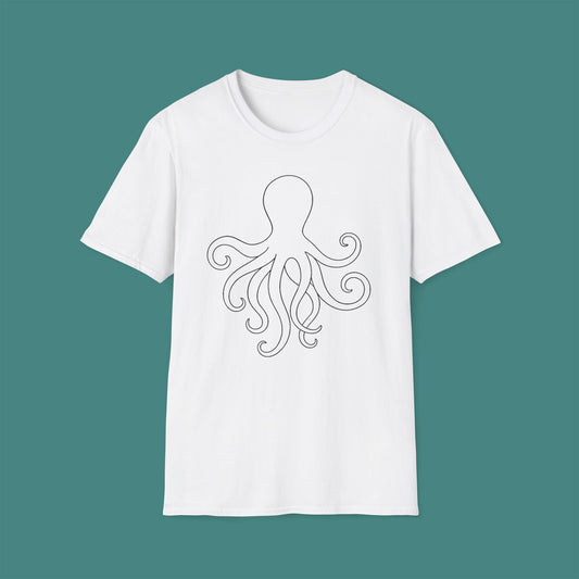 Minimalist Line Art Octopus Unisex T-Shirt
