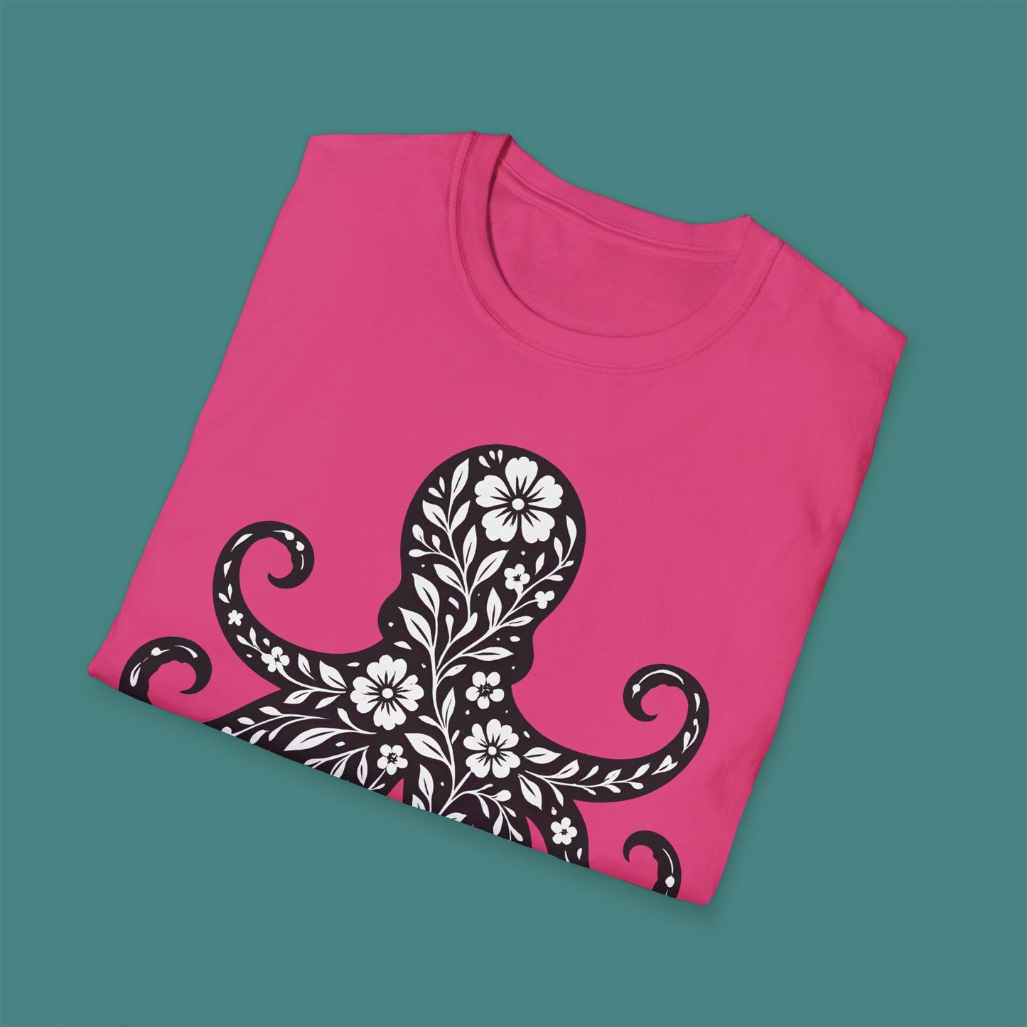 Floral Octopus Silhouette Unisex T-Shirt