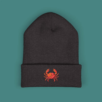 Geometric Polygon Crab Embroidered Beanie