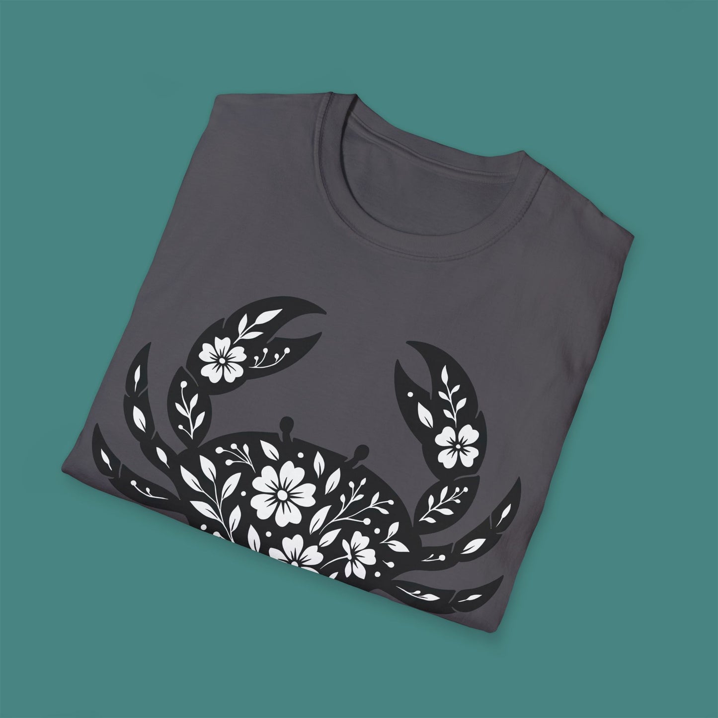 Floral Crab Silhouette Unisex T-Shirt