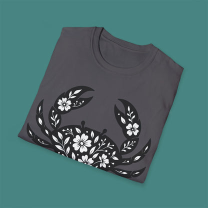 Floral Crab Silhouette Unisex T-Shirt