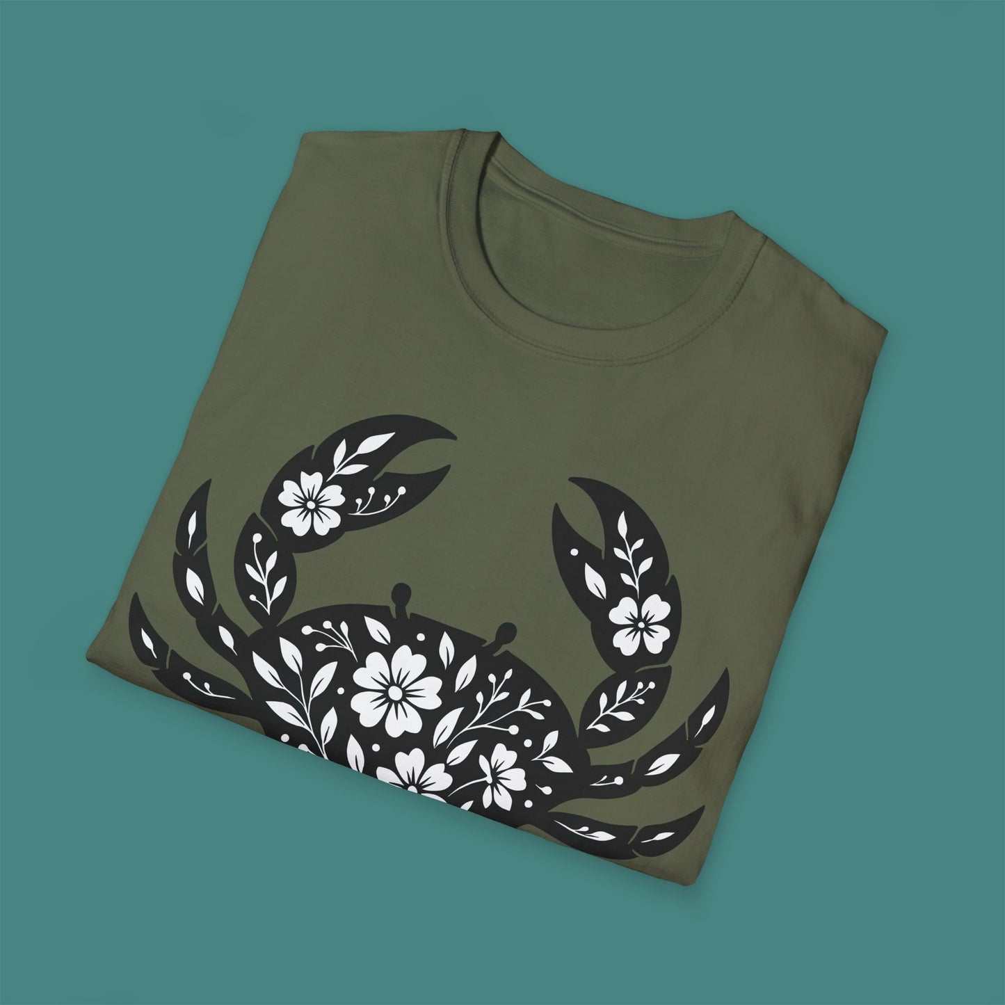 Floral Crab Silhouette Unisex T-Shirt