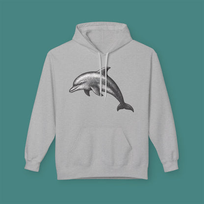 Vintage Etching Dolphin Fleece Unisex Hoodie