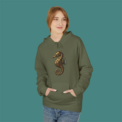 Steampunk Mechanical Seahorse Fleece Unisex Hoodie