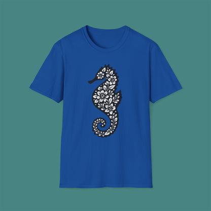 Floral Seahorse Silhouette Unisex T-Shirt