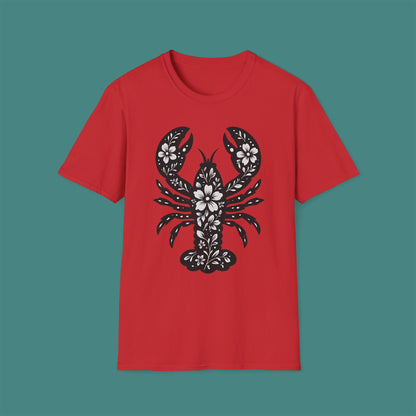 Floral Lobster Silhouette Unisex T-Shirt