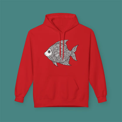 Intricate Mandala Fish Fleece Unisex Hoodie