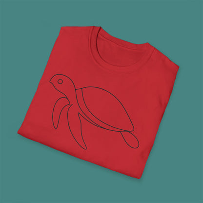 Minimalist Line Art Turtle Unisex T-Shirt