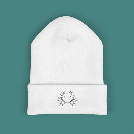 Minimalist Line Art Crab Embroidered Beanie
